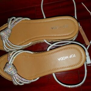 Top Moda Women's Glitter Sandals - Silver